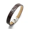 Bangle Personalised Embossed Faux Leather Bracelet Stainless Steel Slider Decor With Secure Removable Clasp