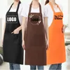 Aprons Custom Design Brand Black Unisex Waiter Cooking Restaurant Pocket Printing Adjustable Hanging Neck Men for Woman 231027