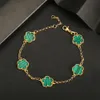 Charm Bracelets Luxury Green Flower Natural White Bracelet Ladies Gift High Quality Four Leaf Clover Jewelry 231027