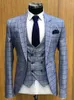 Costumes pour hommes Plaid 3 pièces costume de mariage bal fête un bouton veste gilet pantalon