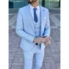 Men's Suits Summer Fashion Male Suit Solid Color Notch Lapel Slim Fit 3 Piece Business Formal Wedding Groom Tuxedo Custom Clothing