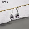 Boucles d'oreilles pendantes LIVVY couleur argent violet cristal goutte pour femmes fille mode rétro luxe bijoux accessoire