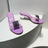 Elegante Hausschuhe, modische Damen, transparente Absätze, PVC-Kristall, quadratische Schnalle, Dekoration, luxuriöse Designer-Schuhe, lässige klassische Strand-Party-Sandalen