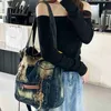 Shoulder Bags Vintage denim tote bag overweight women's soft bag canvas cross body bag women's work bag designerstylishhandbagsstore