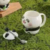 Muggar Cartoon Cute Bamboo Panda Coffee Mug Porcelain Breakfast Oats Milk Office Handgrip Water Cup Kitchen Drinkware 430ml