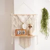 Tapisseries bohème macramé tenture murale étagères Boho décoratif rustique bois plantes flottantes avec corde tissée à la main maison