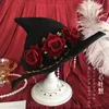 Halloween Sorcière Chapeau Cosplay Magnifique Fille Sombre Accessoires Lolita Arc Ruban Rose Carnaval Fête 230920