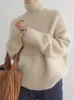 Kobiety swetry jesienne zimowe kaszmirowe Sweter Odzież Pure wełniane wysoko lapowe pullover swobodny luźne grube dzianinowe moda Korea