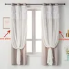 Curtain 1PC Fantastic Lace For Princess Bedroom Double Pink Layers Bay Window Door Drape Grommet Ring #E
