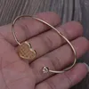 Bangle Minimalistisch Puur Goud Kleur Mozaïek Hart Kristal Staart Charms Verstelbare Dunne Draad Armband Open Manchet Voor Vrouw Sieraden