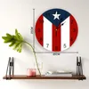 Wanduhren, Puerto Rico-Flagge, rund, Stil, modisch, modernes Design, für Zuhause, Wohnzimmer, Schlafzimmer, Dekoration