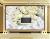 Bakgrunder Anpassad 3D Po Wall Paper White Silk Roses Living Room TV Backdrop sovrum Bakgrund Heminredning