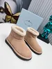 Botas de gamuza falsa de albaricoque de alta calidad más botines de terciopelo Fur algodón redondo de punta redonda zapatos PR zapatillas de desgaste de desgaste Mujeres