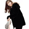 Женский мех 2023 модный высокий имитационный пальто с капюшоном женская длинная густая искусственная супер теплая бархатная куртка Женская зимняя одежда