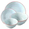 Piatti Piatto Ciotola in Ceramica Set 4 Pezzi / Combo Sottosmalto Forma Rotonda Stoviglie in Porcellana Supporto Forno Lavastoviglie CZY1017-4S