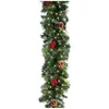 Decorazioni natalizie 1,8 / 2,7 m Illuminato Natale LED Luce Bacche in rattan Pigne Ghirlande Decorazione per porte Albero Camino 231027