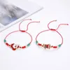 Link Bracelets Imitation Pearl Christmas Party Elk Bell Santa Claus Beaded Woven Bracelet Set Xmas Tree Chain Gifts