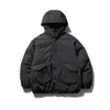 Vintage Large Pockets Down Jackets Man Hooded Solid Color Loose Warm Casual 2024 Winter Coats