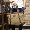 Valigette Borsa da ventiquattrore Cachi Casual Vintage Multifunzione Morbida borsa da viaggio in tela da uomo Borsa a tracolla a tracolla per uomo