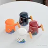 Tasses 1pc 350ml créatif thé eau séparation tasse en céramique haute couleur maison bureau tasse avec couvercle cadeau filtre