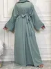 Ropa étnica Marruecos Vestido de fiesta Mujeres musulmanas Abaya Set 2 piezas Sin mangas Oración abierta Caftan Dubai Turquía Longue Vestidos Largo