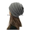 Beanie/Schädelkappen 6 Farben Mode Einfache Gestreifte Strickmütze Winter Warme Dehnbare Bohnenwolle Damen Outdoor Thermal Plovers Drop De Dhlvt