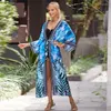 Casual Dresses 2023 Bohemian Retro Stripe Self Belted Long For Women Summer Clotheing Kimono Cardigan Beach Wear Maxi Q1521