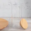 Garrafas de armazenamento Jar Jar de doces de vidro para especiarias recipiente de tampa de bambu com tampas cozinha de biscoitos e 300ml