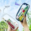 Simple Rectangle Transparent Zipper Pencil Case Waterproof Durable Stationery Box For Kids Boys Girls