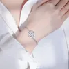 Charm Armbanden Luxe Camellia Bloem Lab Saffier Edelsteen Romantische Bangle Fijne Sieraden Voor Vrouwen Cadeau Verstelbaar