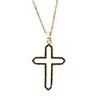 Pendant Necklaces Stainless Steel Necklace For Women Lover's Gold And Rose Color Chain Cross Small Religious Jewelry