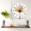 Horloges murales Romantique Fleur Transparent 3D Horloge Design Moderne Ferme Décor Cuisine Vintage PVC Rond Salon Décoration