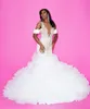 2024 Luxury Sparkly Organza Wedding Dress Off The Shoulder Handmade Crystals Mermaid Tulle Ruffles Women Bride Gowns Vestido De Noiva