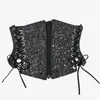 Cintos Mulheres Diamante Incrustado Glitter Bustier Zíper Cintura Elástica Threading Design Cinto Largo Plástico Com Vestido