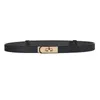 Ceinture de robe pour femmes Designer étroite et silencieuse ceintures de luxe Orange noir Simple ceinture gracieuse pour robes mince petite boucle en métal ceinture de créateur en cuir lisse 2707