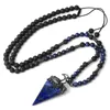 Dangle Oorbellen Natuursteen Lava Rock Gemengde Kristallen Ketting Vrouwen Roze Amethist Hanger Verstelbare Sieraden Voor Mannen En