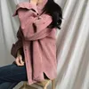 Chaquetas de mujer, invierno, otoño, Harajuku, pana, bonito Color sólido, abrigos sueltos de una sola botonadura, camisetas grandes para mujer, ropa