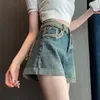 Women's Jeans Vintage Style High Waisted Fur Trim Street Wear Look Denim Shorts Ladies