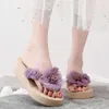 Pantoufles mode printemps et été femmes tongs fond épais talon compensé léger couleur unie pantoufles florales chaussons