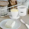 Placas Suporte de manteiga Dish de porcelana Francesa Tampa de barra de barro de bancada 410 Aço inoxidável
