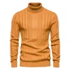 Herrtröjor män Turtlenecks tröjor Knitwear Pullovers Solid Color LongeeLeVed Striped tröja Male Casual Daily Multicolor Sweaters S-XXL 231030