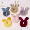 Accessoires pour cheveux Hiver Fourrure douce Oreilles de lapin Scrunchie Bows Porte-queue de cheval Bandeau Bow Noeud Scrunchy Filles Cravates Drop Livraison Prod Dhjcb