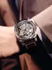 Bilek saatleri marka oyma saatler tam otomatik erkekler saatler oyuk moda mekanik lüks adam izle reloj hombre 231027