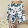 Pyjama 2024 Herfst Winter Kinderen Dikker Zacht Flanel Sets Baby Jongens Meisjes Cartoon Oneck Trui Warm Slapen Pyjama 231030