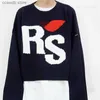Men's Hoodies Sweatshirts Raf Simons 2023ss New Classic Rs Letters Short Long Sleeve Loose Round Neck Knit Wool Sweater T231030