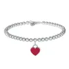 Kedjor Kvinnors modearmband Bangle Tiff Designer Love Heart-Shaped Emamel Pendant Handkedja Kvinnlig Tiffanjewelry S925 Silver Girl Handchains-armband H3O6