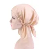 Hijab kvinnor fast färg kemo cap muslim ruffle cancer hatt beanie bonnet halsduk turban huvud wrap elastic huvudkläder håravfallshatt