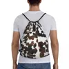 Sacos de compras Personalizado Textura de Couro Saco de Cordão Mulheres Homens Leve Animal Esconder Couro Esportes Ginásio Mochila de Armazenamento