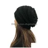 Beanie/Schädelkappen 6 Farben Mode Einfache Gestreifte Strickmütze Winter Warme Dehnbare Bohnenwolle Damen Outdoor Thermal Plovers Drop De Dhlvt