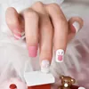 Faux Ongles Noël Pré-conception Rose Blanc Presse Sur Ongle Court Squoval Réutilisable Acrylique Cerf Neige Art Conseils Faux